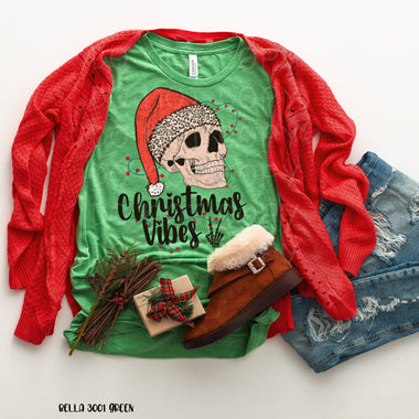 *No Restocks* Christmas Vibes Skull Screen Print High Heat Transfer R69