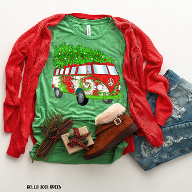 “No restocks” Christmas Hippie Van Screen Print High Heat Transfer P113