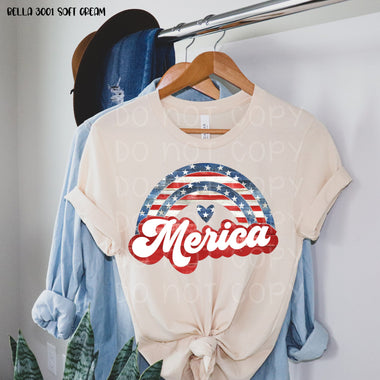 Merica Rainbow Screen Print Transfer High Heat I42