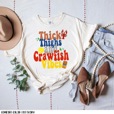 Thick Thighs Crawfish Vibes Screen Print High Heat Transfer P30