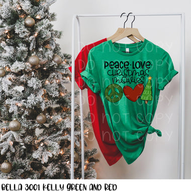 "No Restocks" Peace love Christmas Movies Screen Print Transfer *High Heat* U59