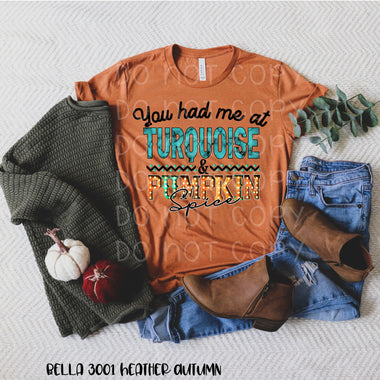 *No Restocks* Turquoise and Pumpkin Screen Print Transfer *High Heat* T107