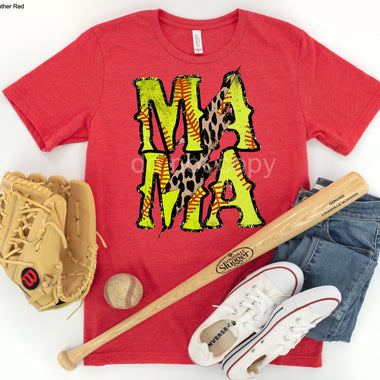 Mama Softball Bolt Screen Print High Heat Transfer W54