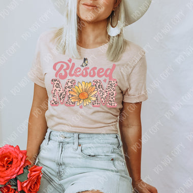 Blessed Mom Flower Screen Print High Heat Transfer P12