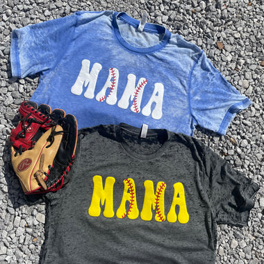 Baseball Softball Mama PUFF Screen Print Transfer