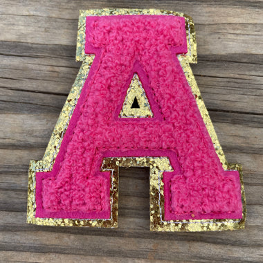Pink with Gold Glitter Chenille Letters