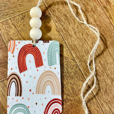 Boho Rainbow Car Freshie with Wood Beads
