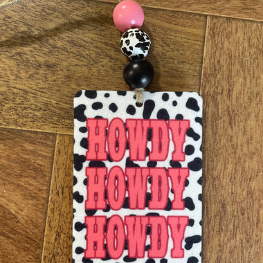 Howdy Car Freshie with Wood Beads