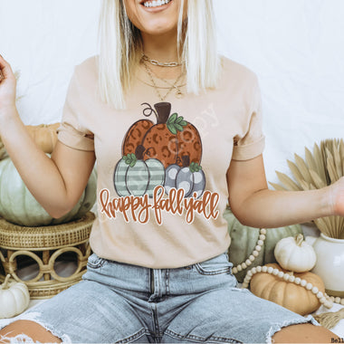 “No restocks” Happy Fall Y'all Stacked Pumpkins Screen Print High Heat Transfer P70