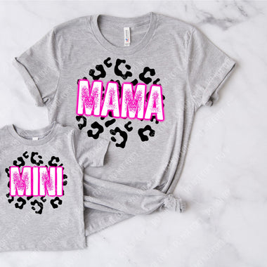 Mama Mini Pink Leopard Screen Print Transfer