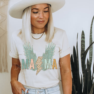 "No Restocks" Mama Retro Wings Screen Print High Heat Transfer U64