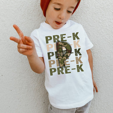 "No restocks" Pre K Camo 8” Screen Print High Heat Transfer K12