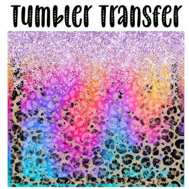 Neon Leopard Glitter Skinny Tumbler Seamless Sublimation Transfer