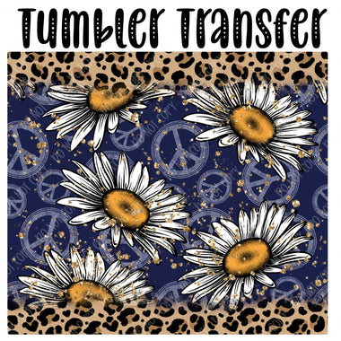 Peace Daisy Navy Skinny Tumbler Seamless Sublimation Transfer