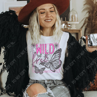 Wild & Free Butterfly Screen Print High Heat Transfer W98