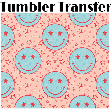 Blue and Pink Smile Skinny Tumbler Seamless Sublimation Transfer