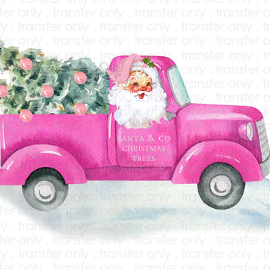 Pink Santa Truck Sublimation Transfer