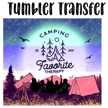 Camping Therapy Skinny Tumbler Seamless Sublimation Transfer