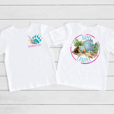 Backwoods Girl Happy Camper Front and Back Screen Print High Heat Transfer
