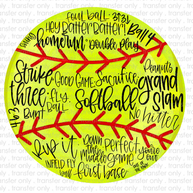 Softball Word Art Sublimation Transfer
