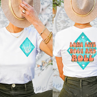 Long Live Rock and Roll Front and Back Screen Print High Heat Transfer P25