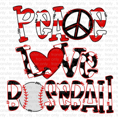 Peace Love Baseball Sublimation Transfer