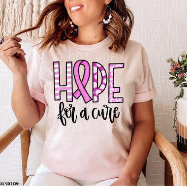 “No restocks” Hope for a Cure Pink Ribbon Screen Print High Heat Transfer P97