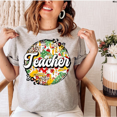 "No Restocks" Teacher Collage Screen Print High Heat Transfer K19
