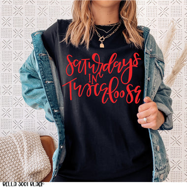 Saturdays in Tusc ***WHITE INK*** Not Red like Picture PUFF Screen Print Transfer Q37