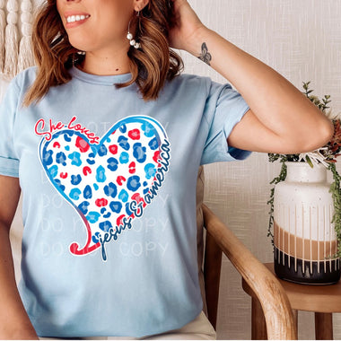 She loves Jesus & America Screen Print Transfer High Heat W140