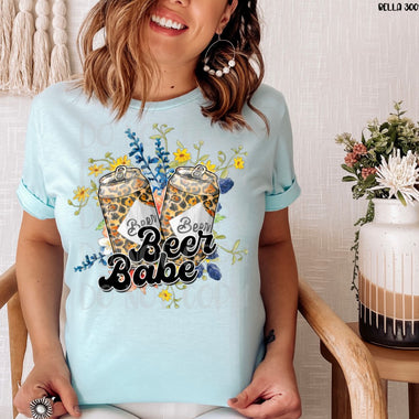 Beer Babe Floral Screen Print Transfer High Heat T139
