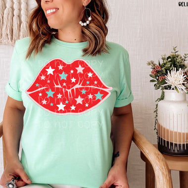 Star Lips Screen Print Transfer High Heat W46