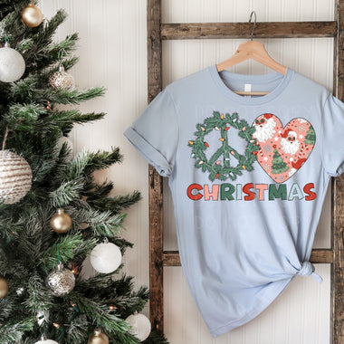 "No Restocks" Peace Love Christmas Screen Print High Heat Transfer R36