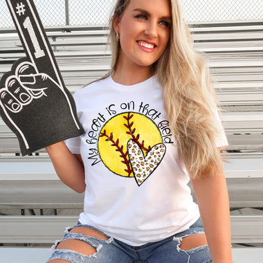 Heart on the Field Softball Screen Print High Heat Transfer U119