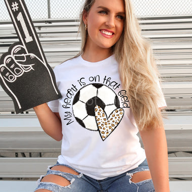 Heart on the Field Soccer Screen Print High Heat Transfer W23