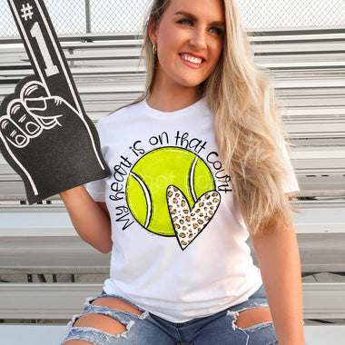Heart on the Field Tennis Screen Print High Heat Transfer V80