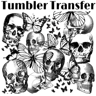 Butterfly Skull Skinny Tumbler Seamless Sublimation Transfer