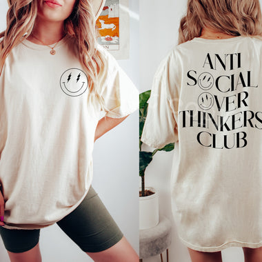 Anti-Social Overthinkers Club Front and Back Screen Print Transfer (wire shelf)