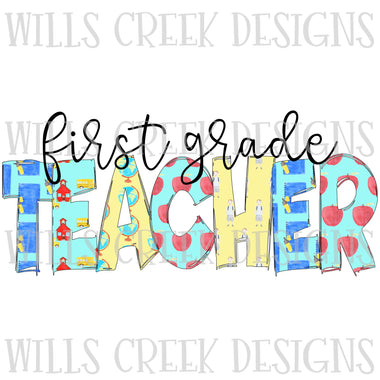 First Grade Teacher Doodle Digital Download