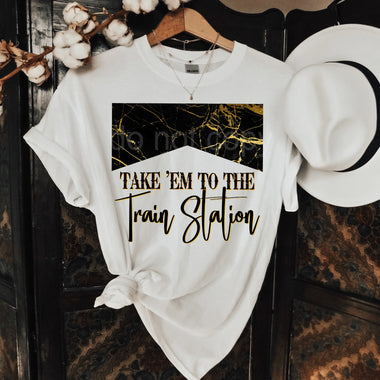 "No restocks" Train Station Screen Print High Heat Transfer I31