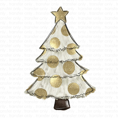 Gold Christmas Tree Sublimation Transfer