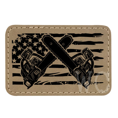 Chainsaw Flag Leather Patches *Patch Only*
