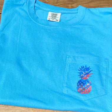 Red, White, Blue Pineapple Pocket Size/Tea Towel/Hat/Koozie/Onsie Screen Print Transfers Z3