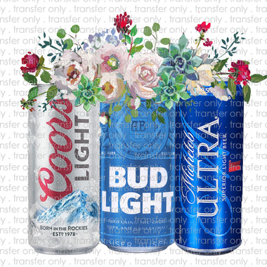 Light Beer Floral Sublimation Transfer