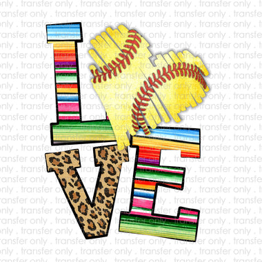 Love Softball Serape Sublimation Transfer