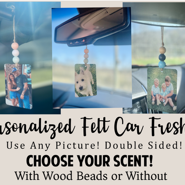 Personalized Car Freshie with Wood Beads