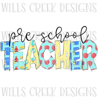 Pre-School Teacher Doodle Sublimation Transfer