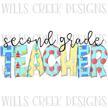 Second Grade Teacher Doodle Sublimation Transfer