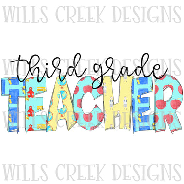 Third Grade Teacher Doodle Sublimation Transfer