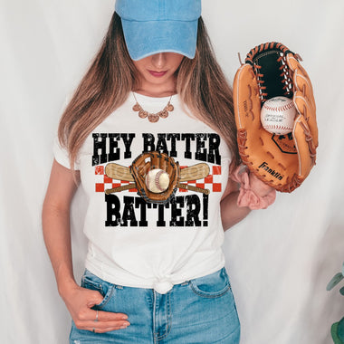 Hey Batter Batter Baseball Screen Print High Heat Transfer R107